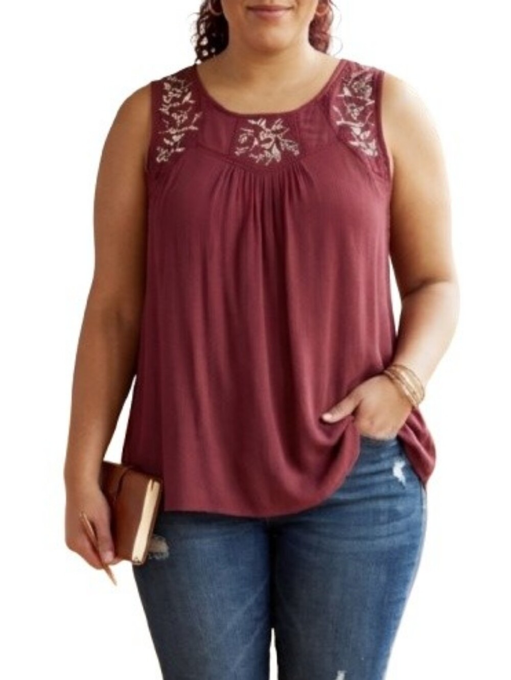Mason & Belle Stitch Fix Plus Red Blouse NWT Floral Embroidered Tempesta Lace